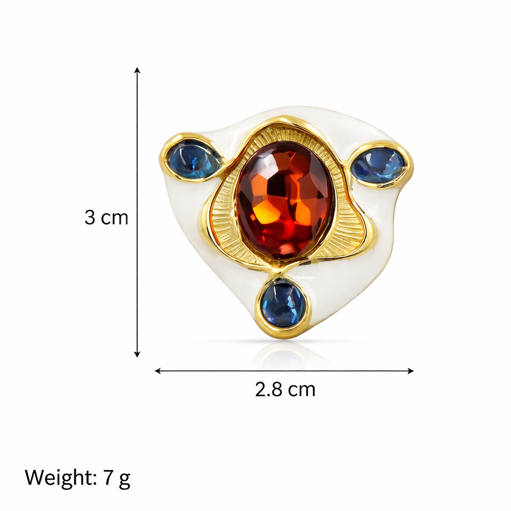 Amber & Sapphire Stud Earrings