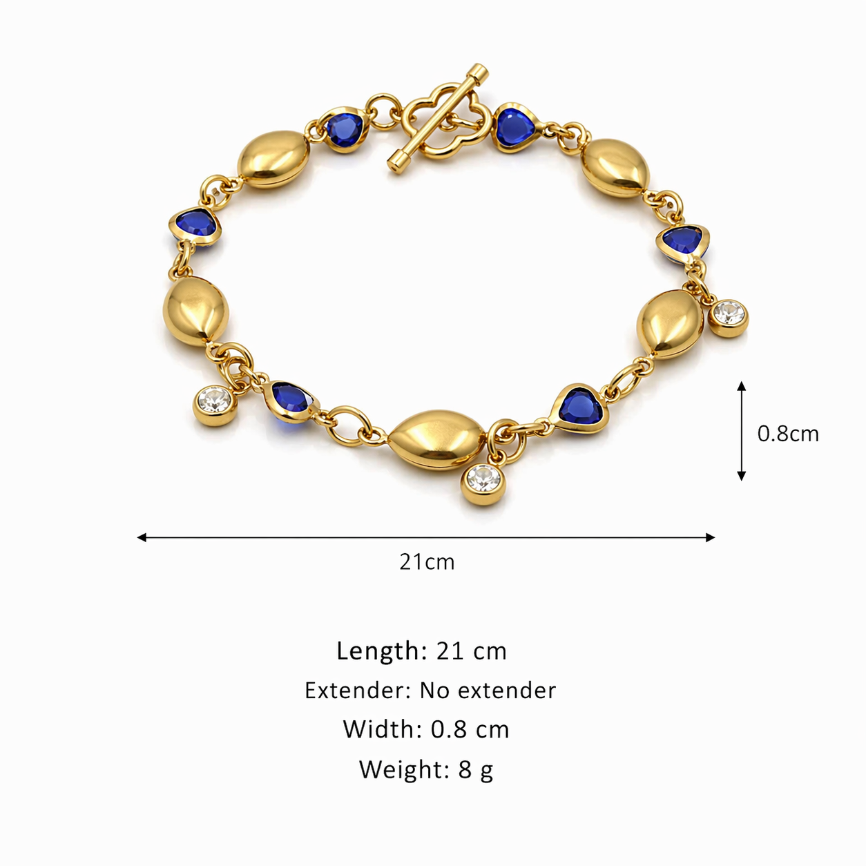 Blue Heart Link Bracelet