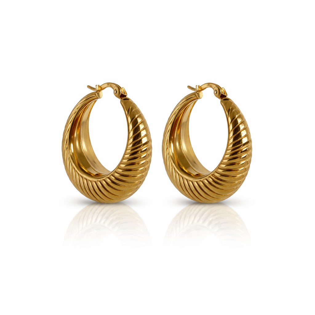 Gold Curve Hoop Earrings