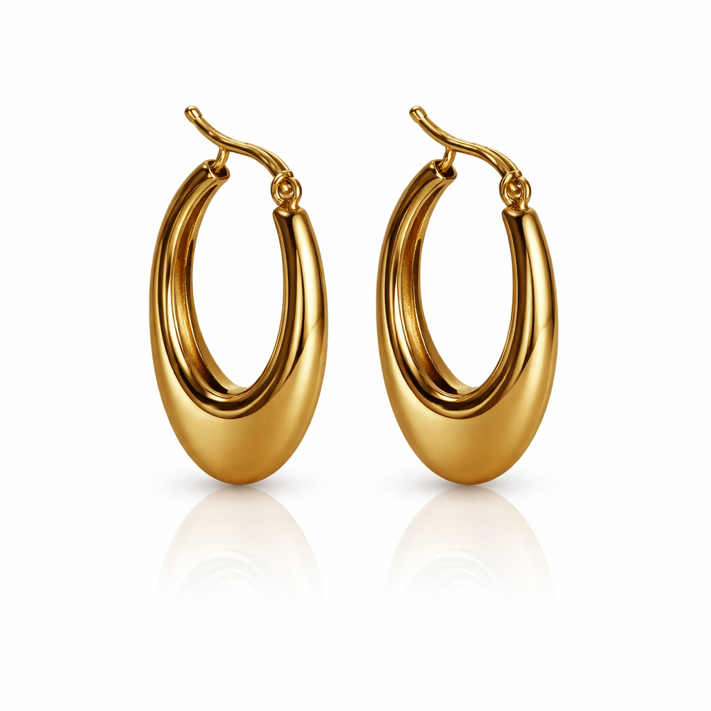 Gold Minimal Sculpted Hoops