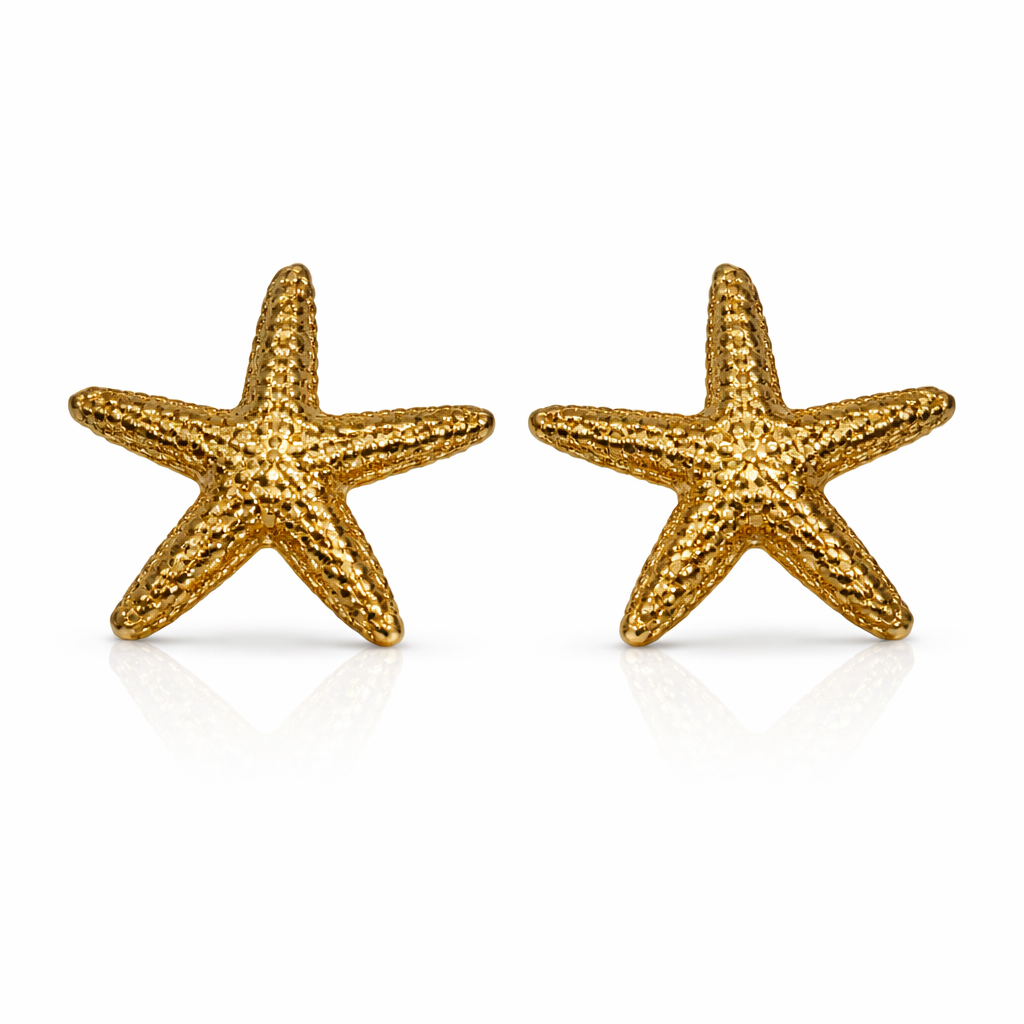 Gold Starfish Statement Earrings