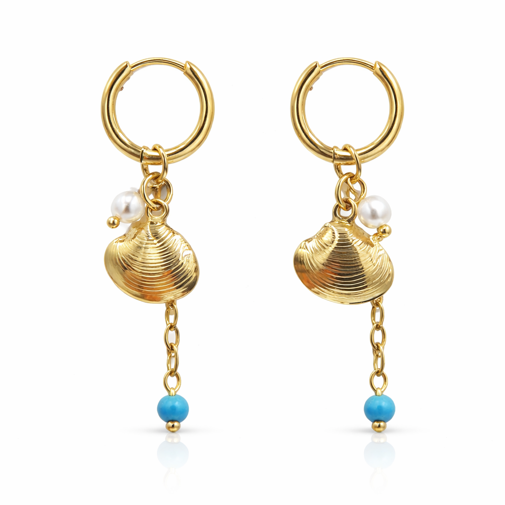 Gold Shell Hoop Earrings