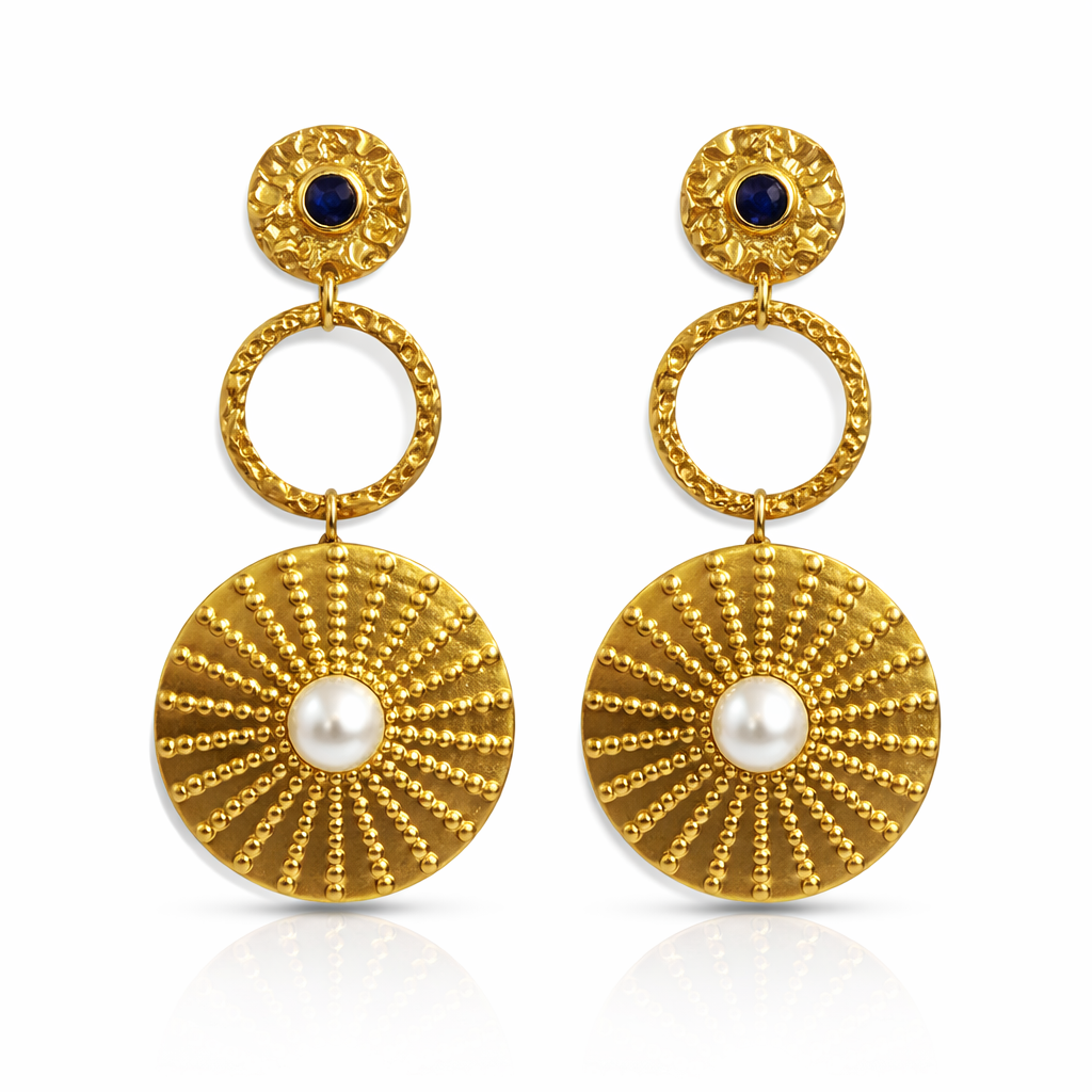 Gold Soleil Statement Drop Earrings