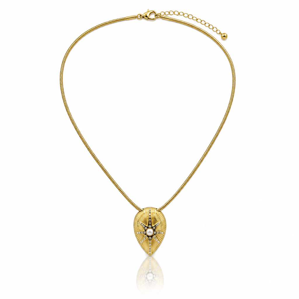 Sunburst Pearl Pendant Necklace