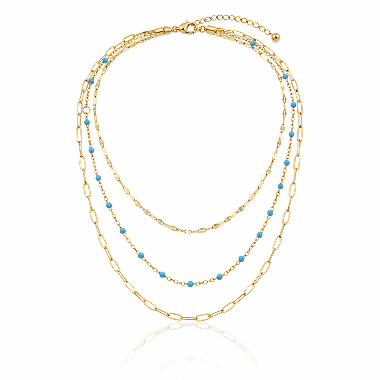 Layered Turquoise Chain Necklace