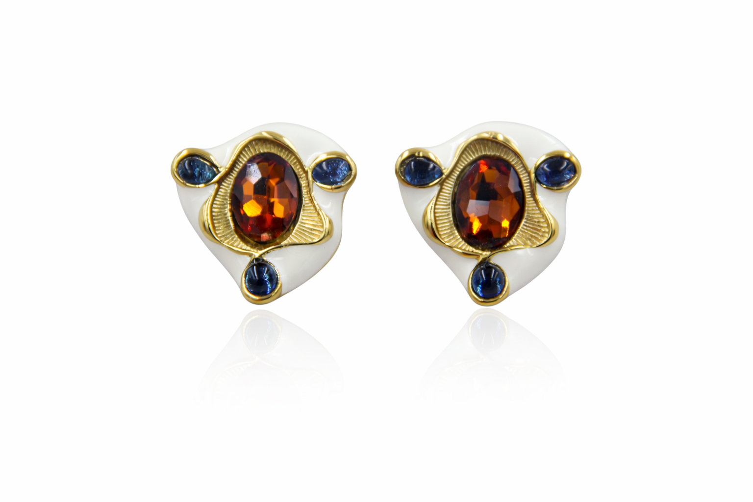 Amber & Sapphire Stud Earrings