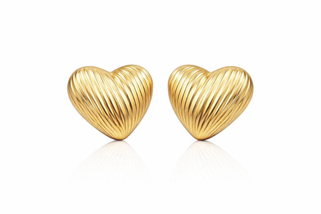 Golden Heart Stud Earrings