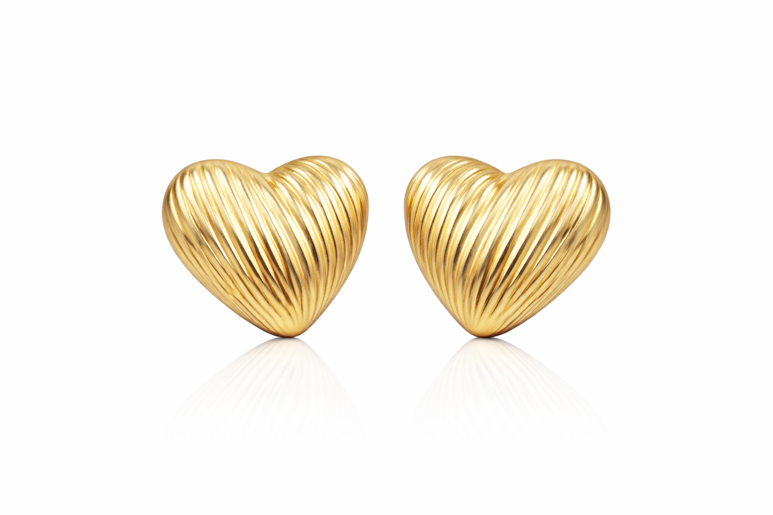 Golden Heart Stud Earrings