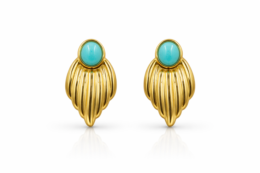 Turquoise Gold Stud Earrings