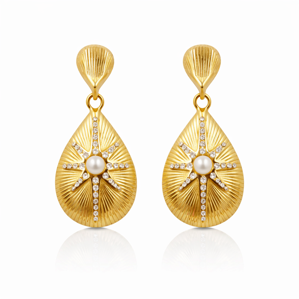 Pearl Sunburst Drop Earrings