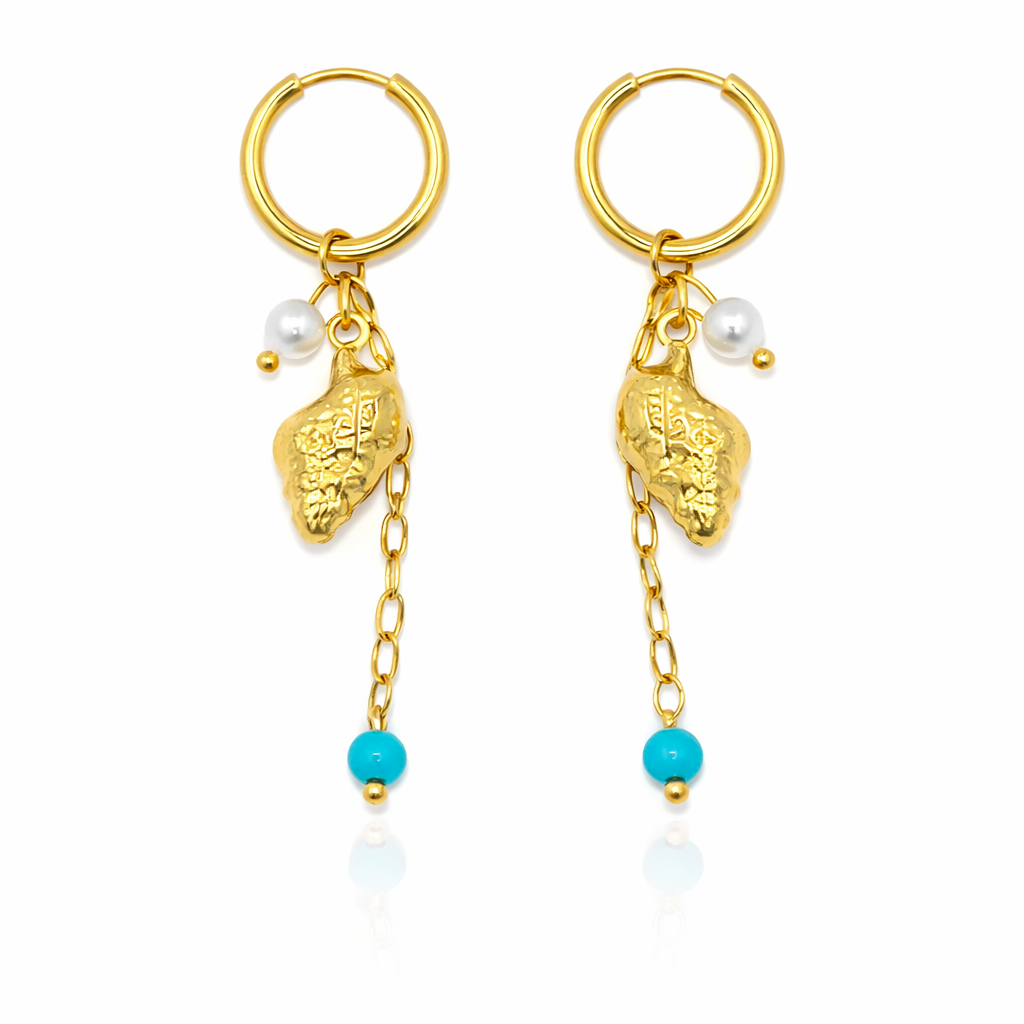Shell Charm Hoops