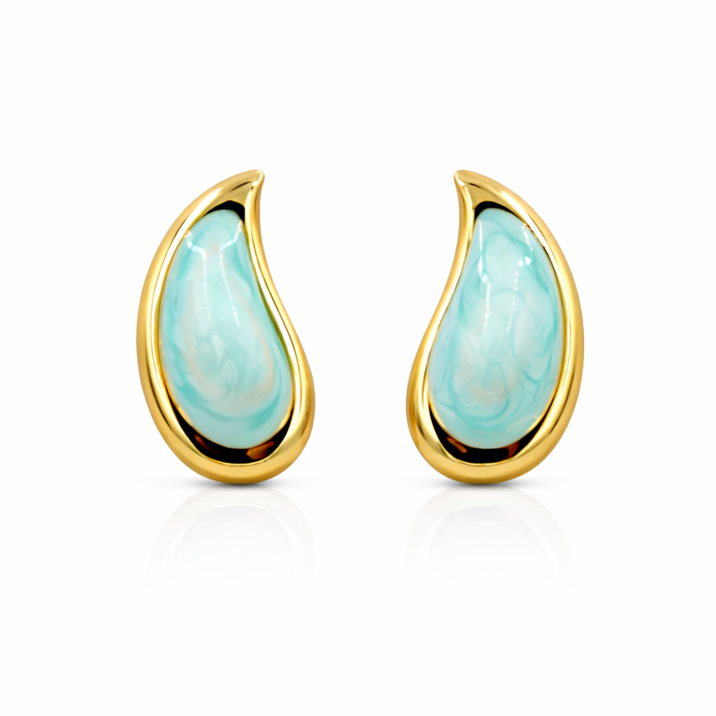 Aqua Teardrop Stud Earrings
