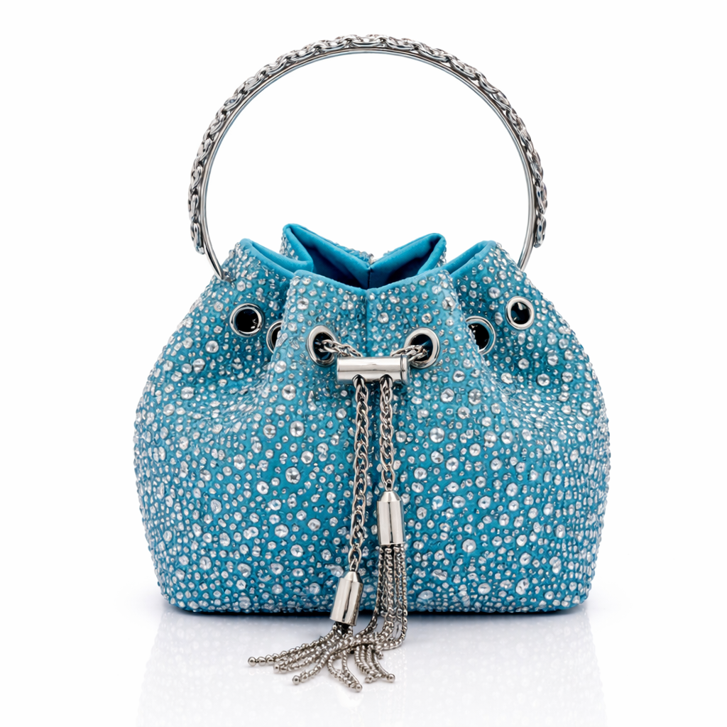 Azure Crystal Bucket Bag