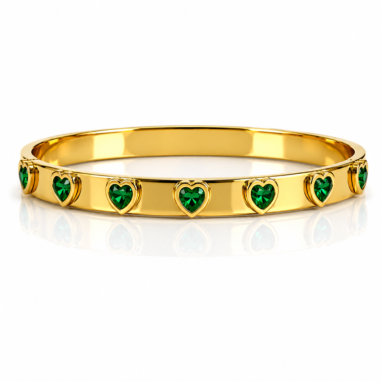 Belle Gold Emerald Heart Bangle