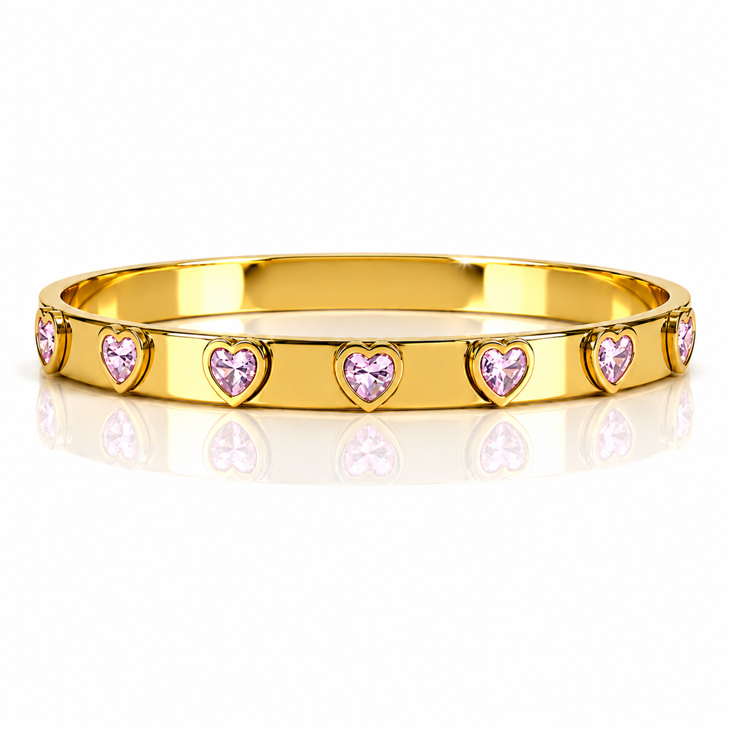 Belle Gold Blush Heart Bangle