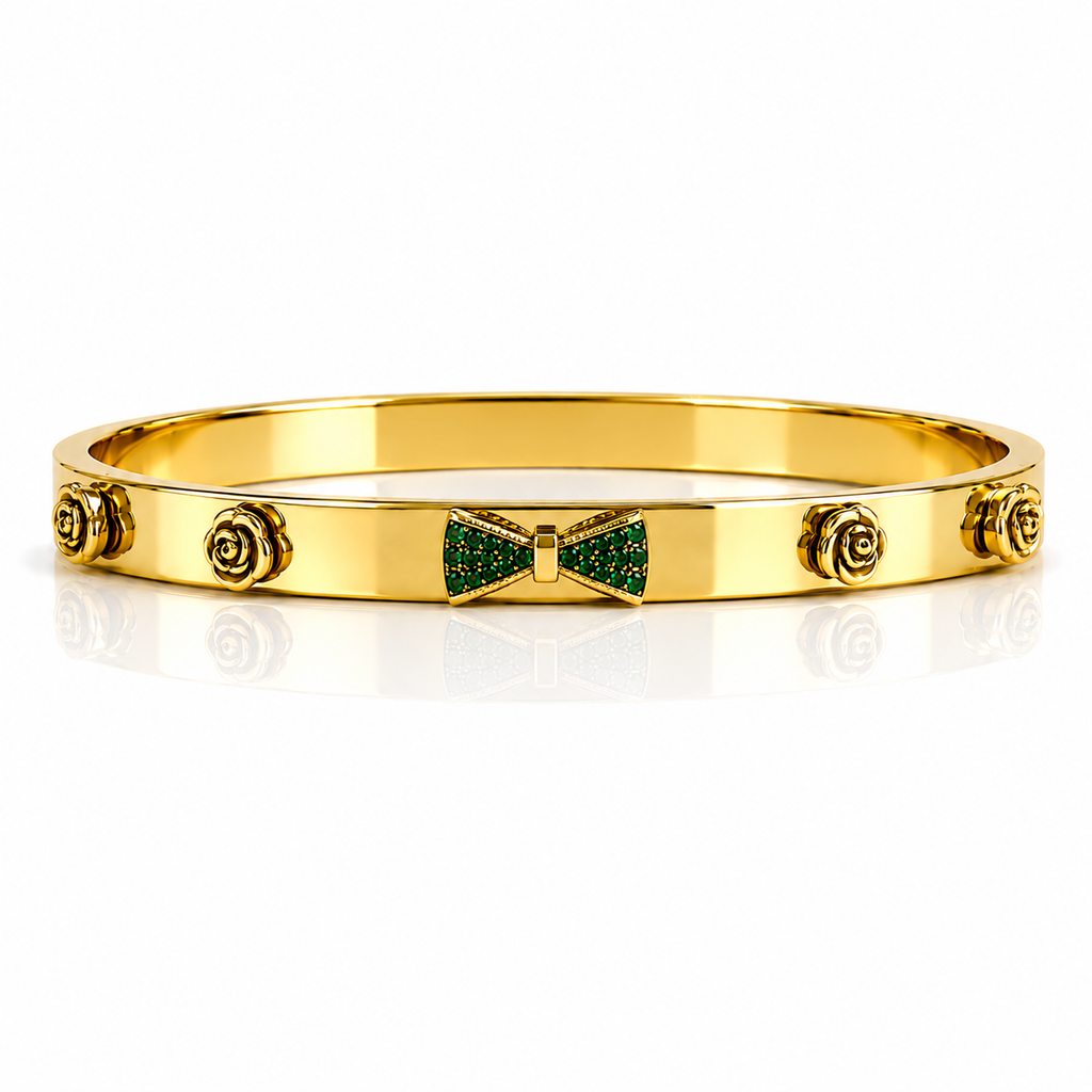 Floral Bow Gold Bangle