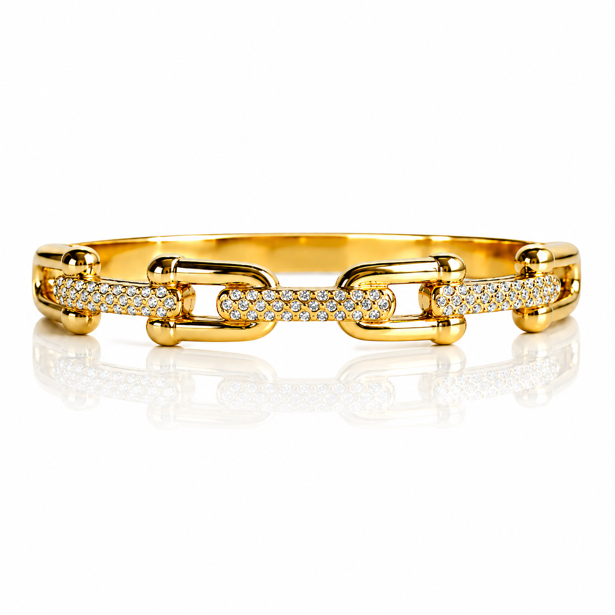 Gold Pavé Link Crystal Bangle