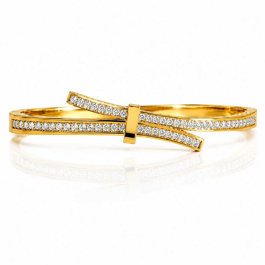 Gold Crystal Bow Bangle