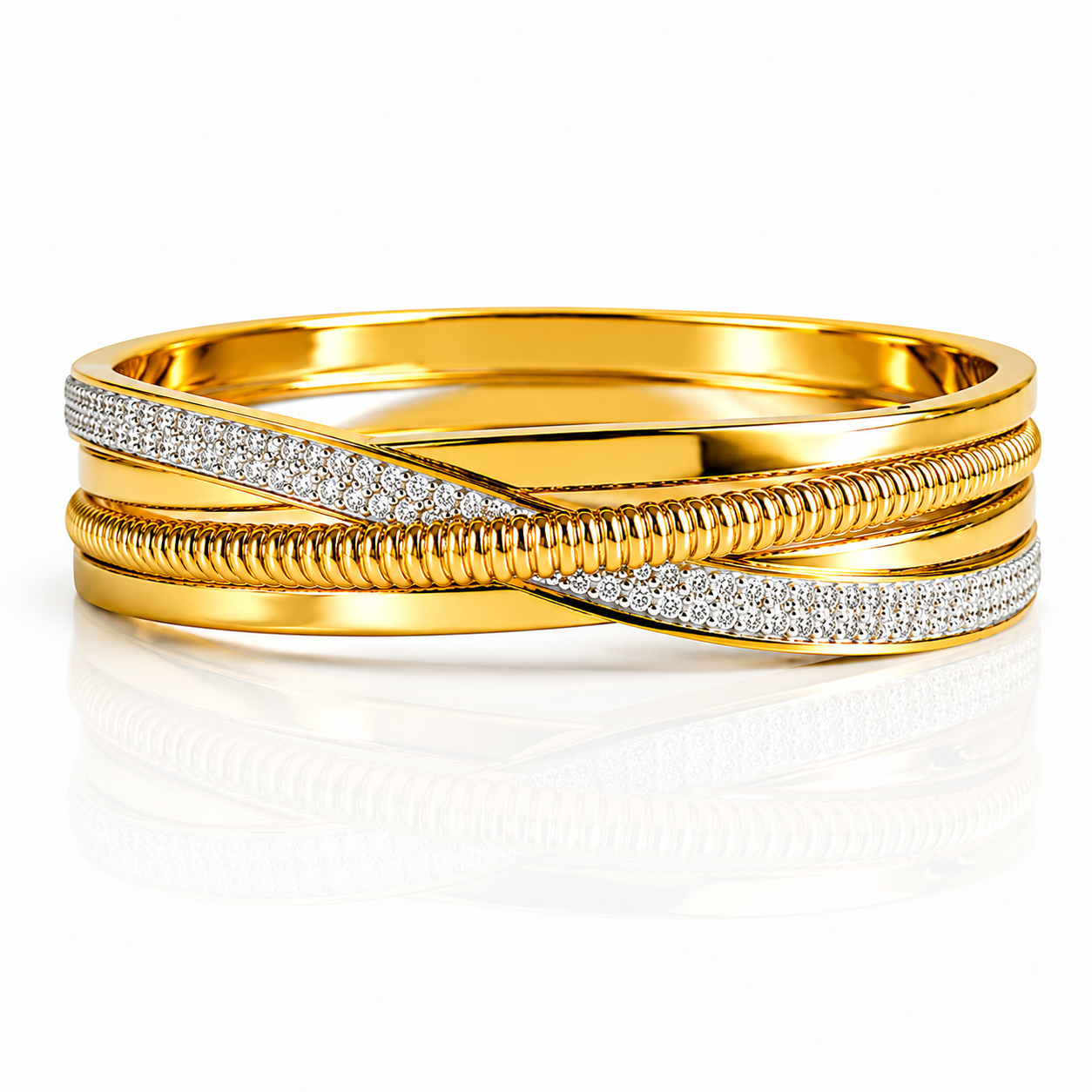 Gold Stacked Crystal Bangle