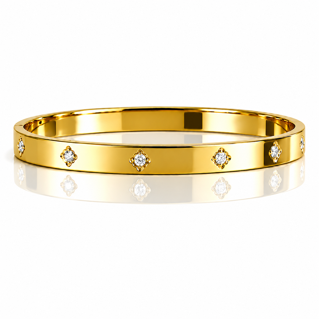 Gold Crystal Accent Bangle