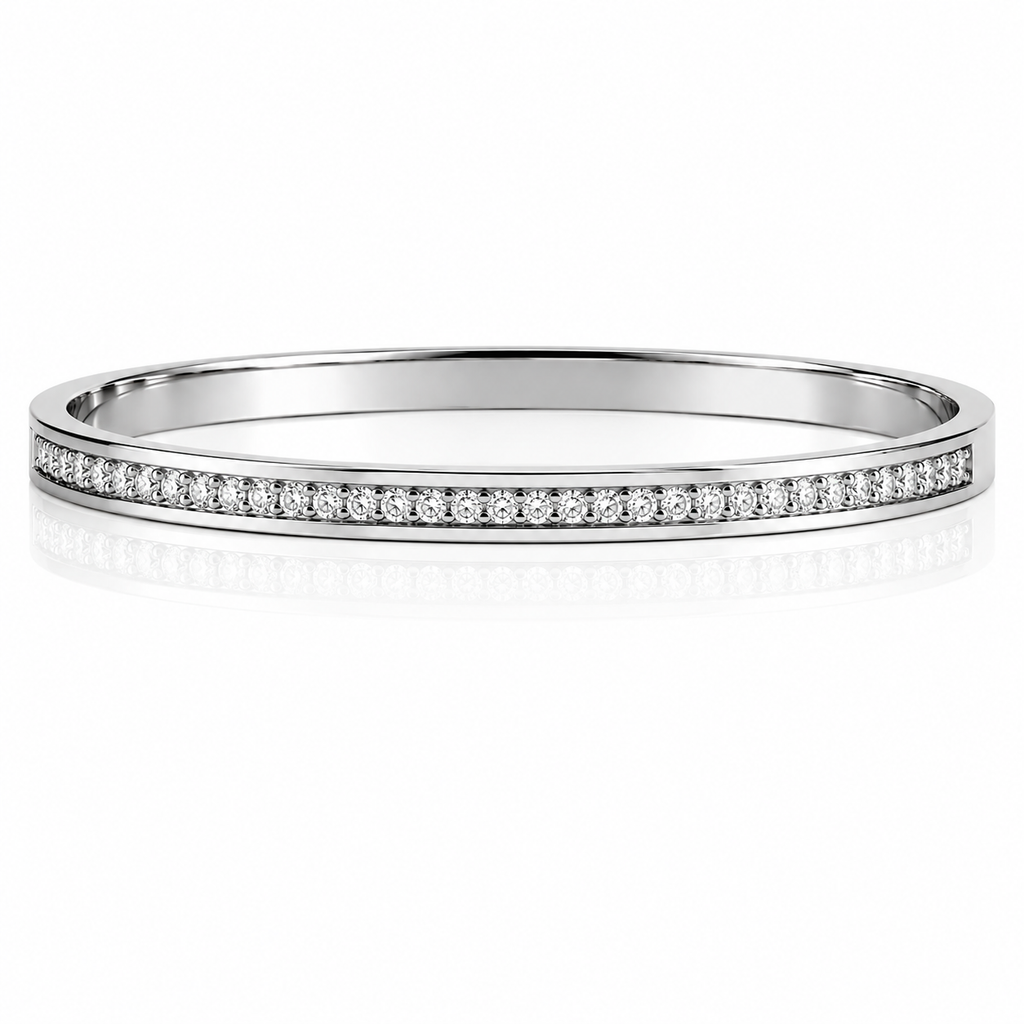 Luna Silver Crystal Slim Bangle