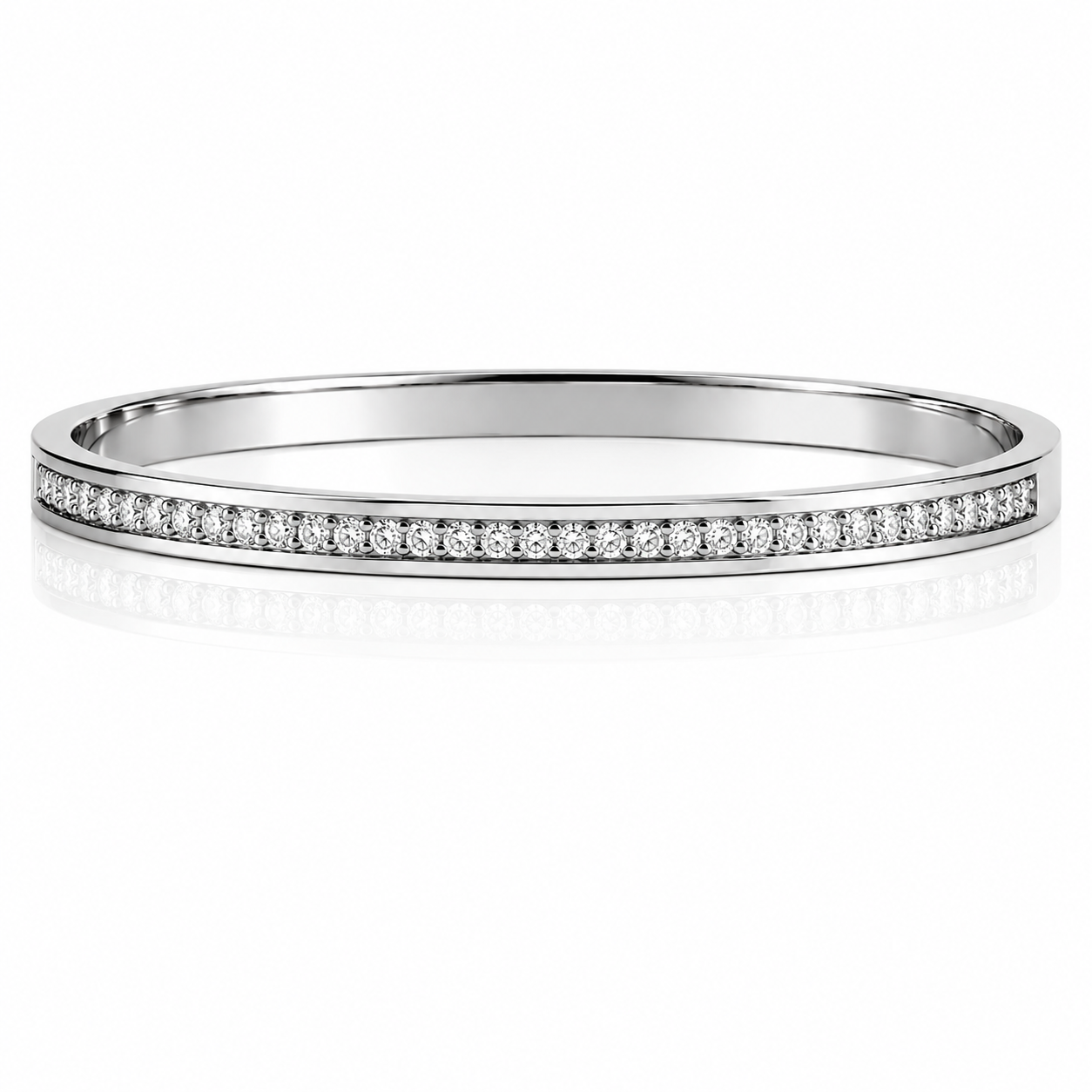 Luna Silver Crystal Slim Bangle