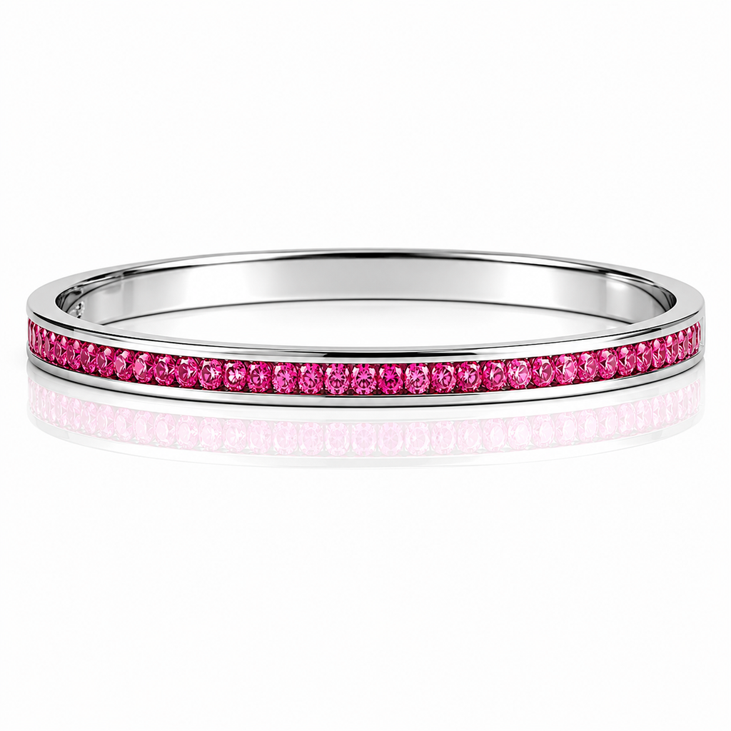 Luna Silver Blush Crystal Slim Bangle