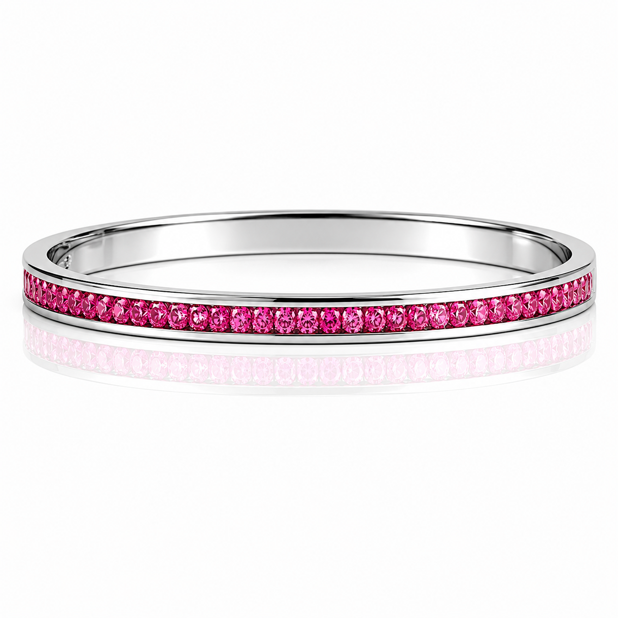 Luna Silver Blush Crystal Slim Bangle