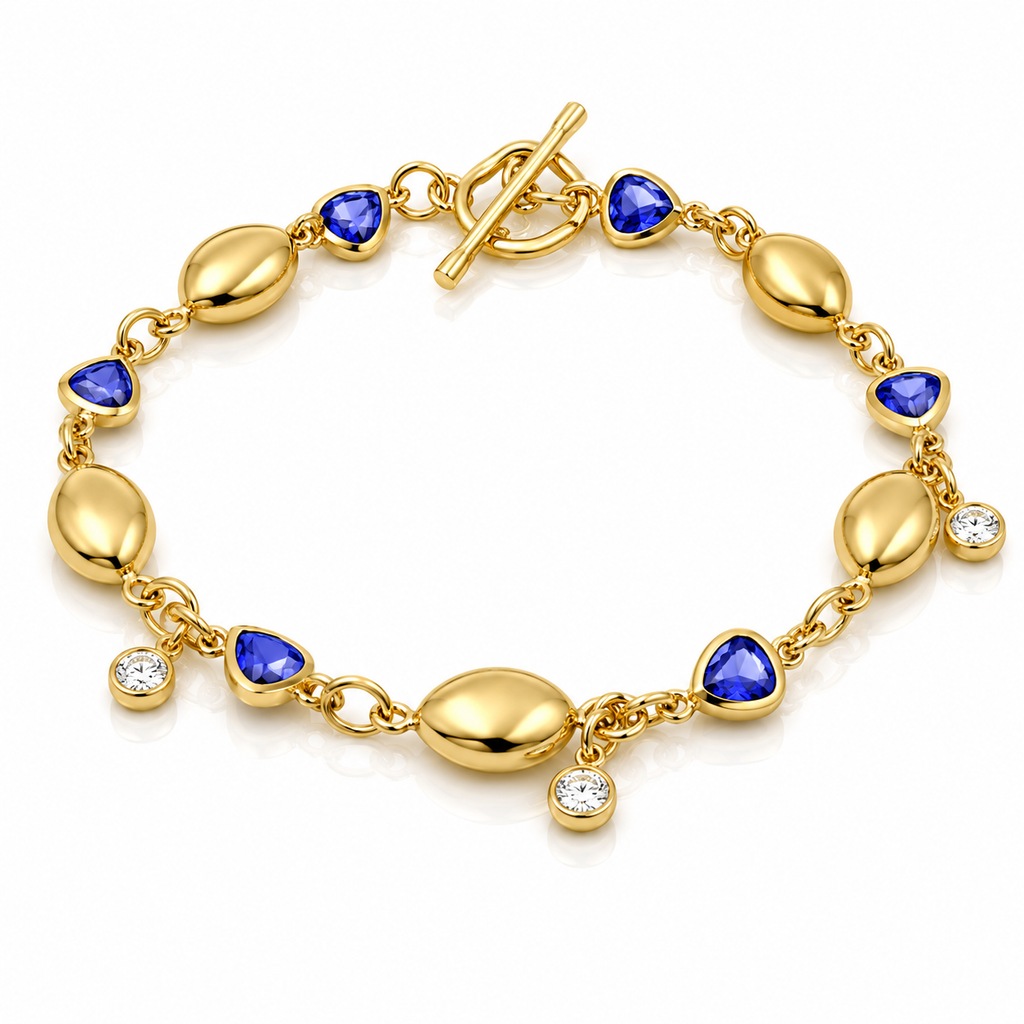 Blue Heart Link Bracelet