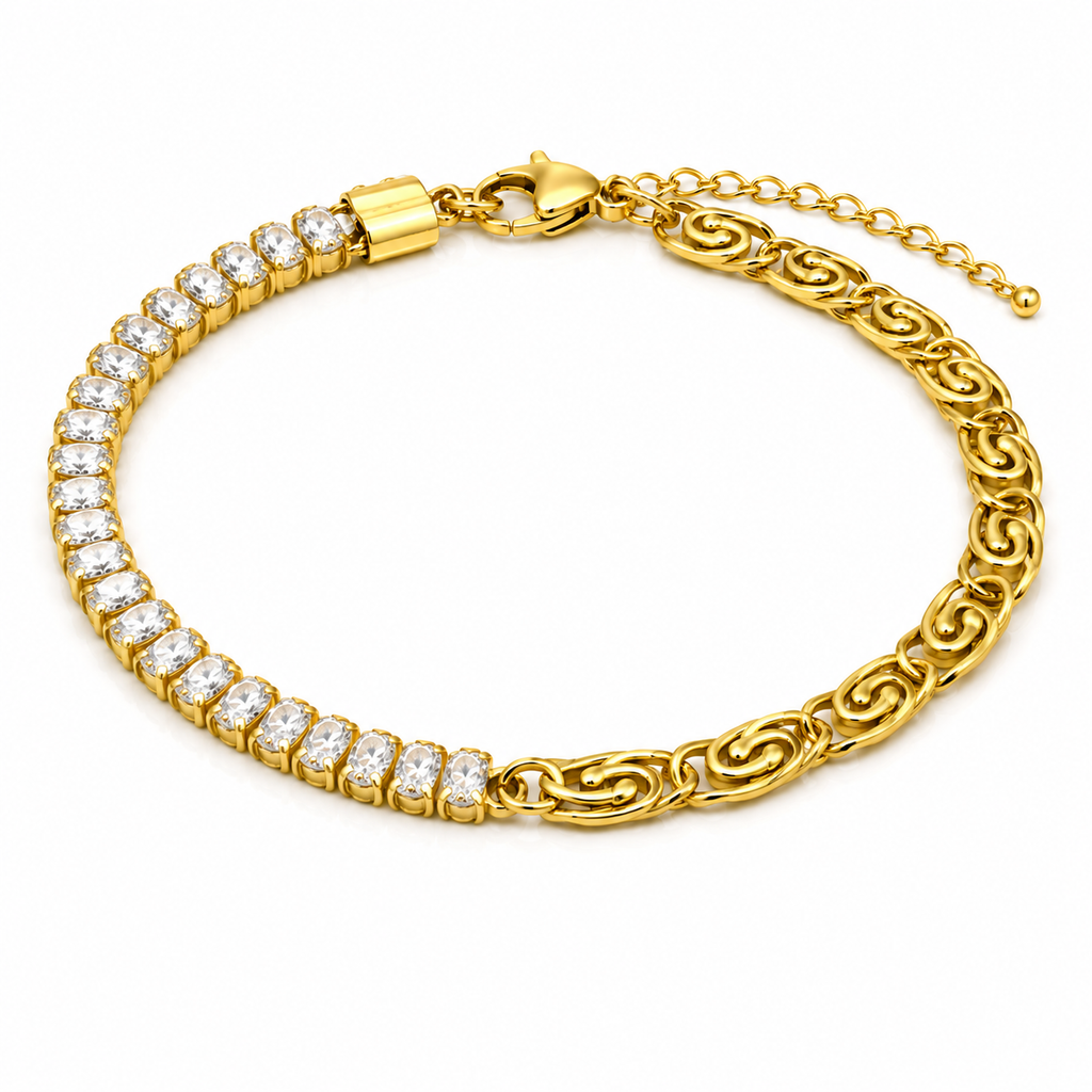 Half & Half Crystal Chain Bracelet