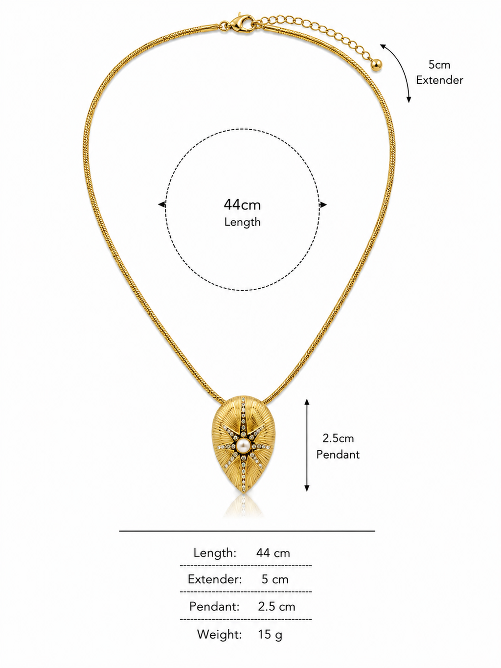 Sunburst Pearl Pendant Necklace