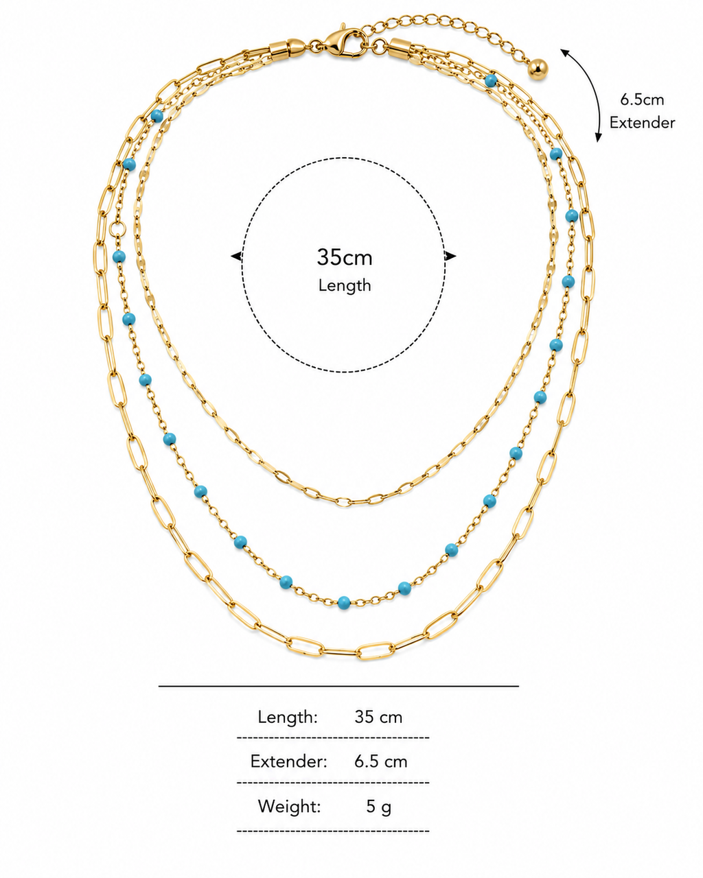 Layered Turquoise Chain Necklace