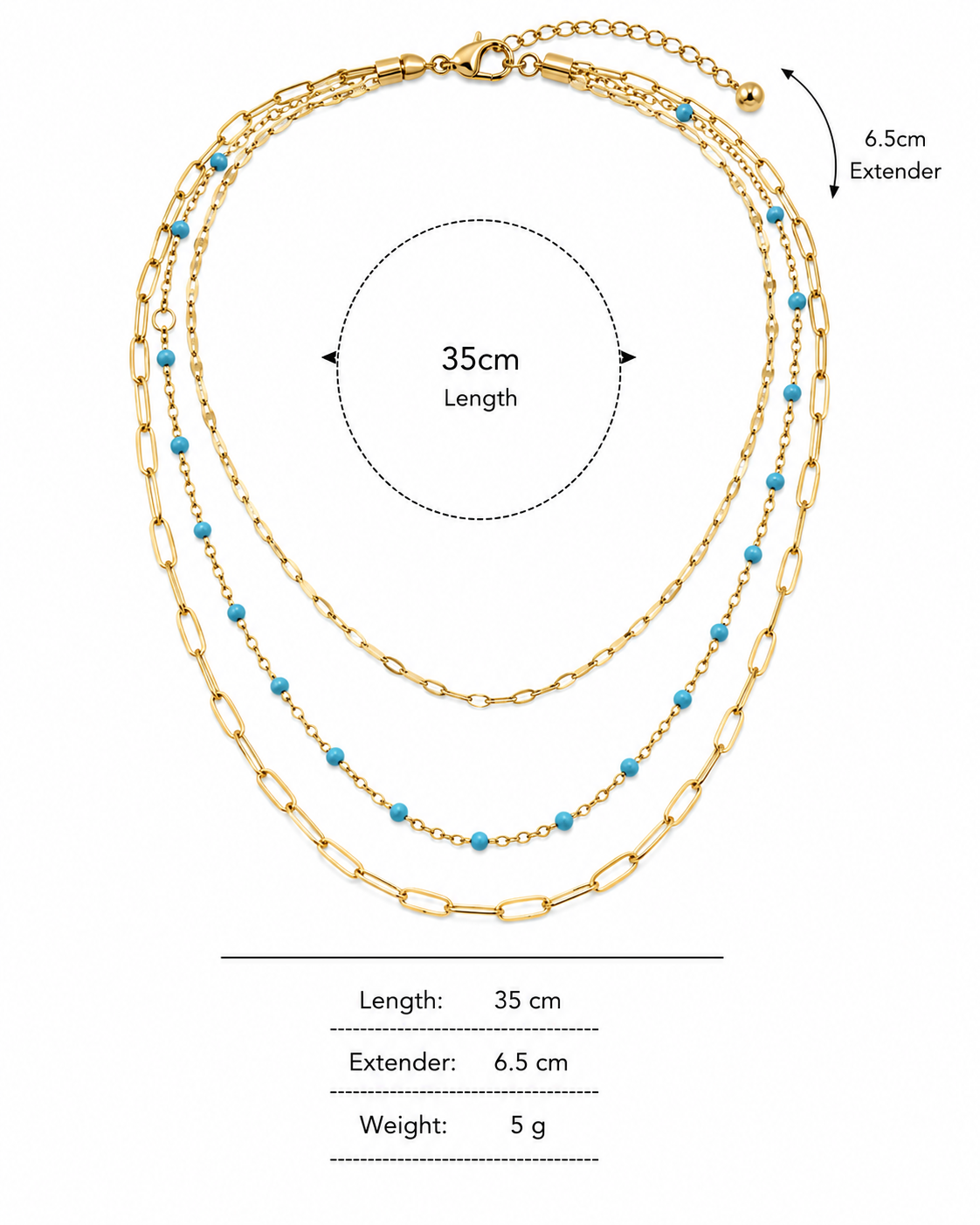 Layered Turquoise Chain Necklace