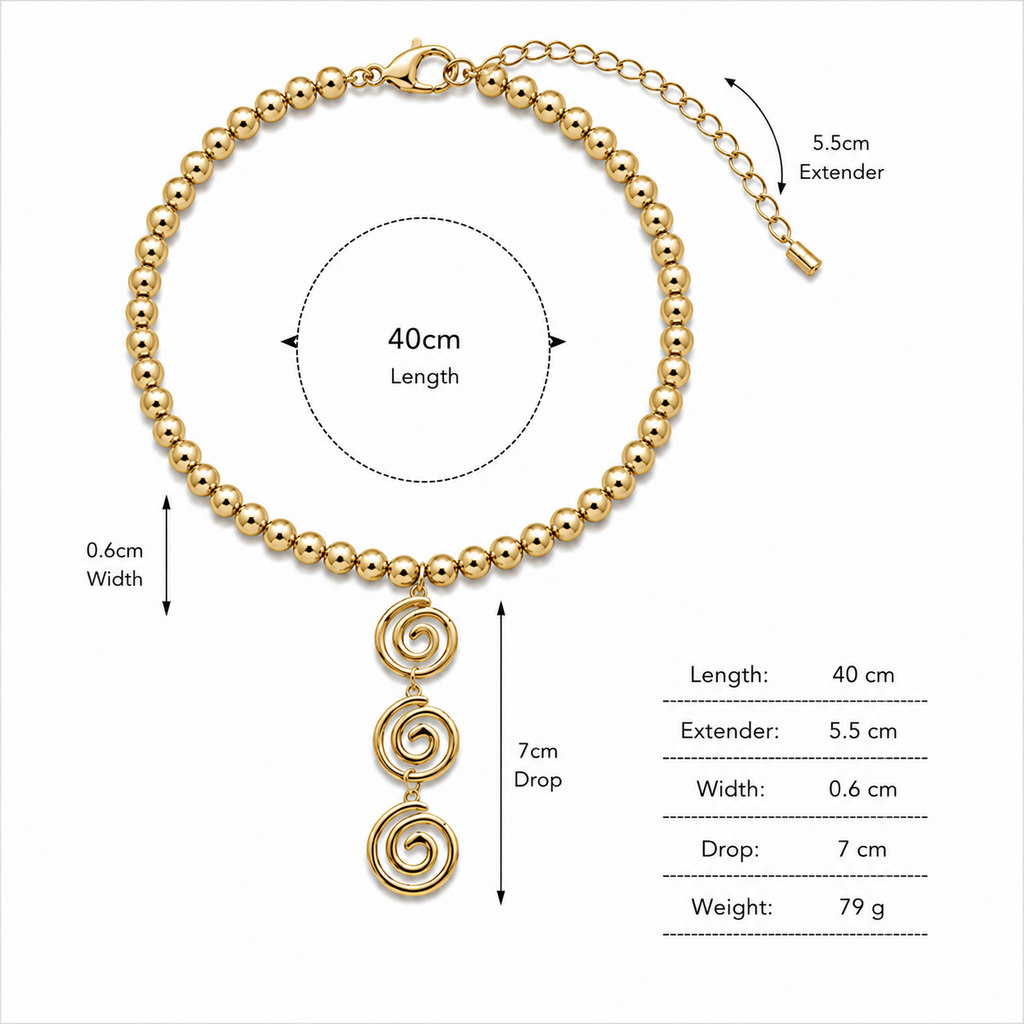 Spiral Drop Statement Necklace