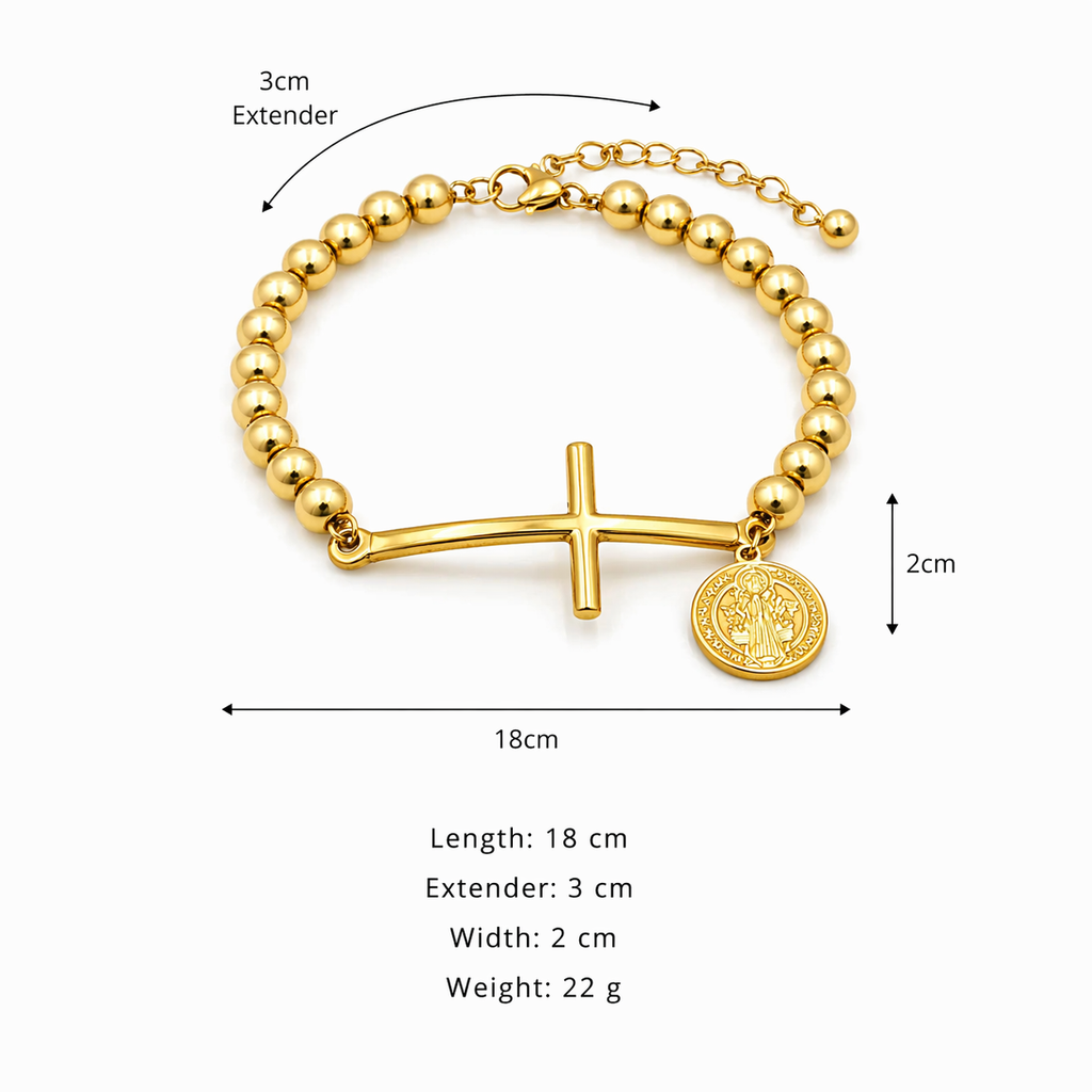 Cross & Medallion Beaded Bracelet