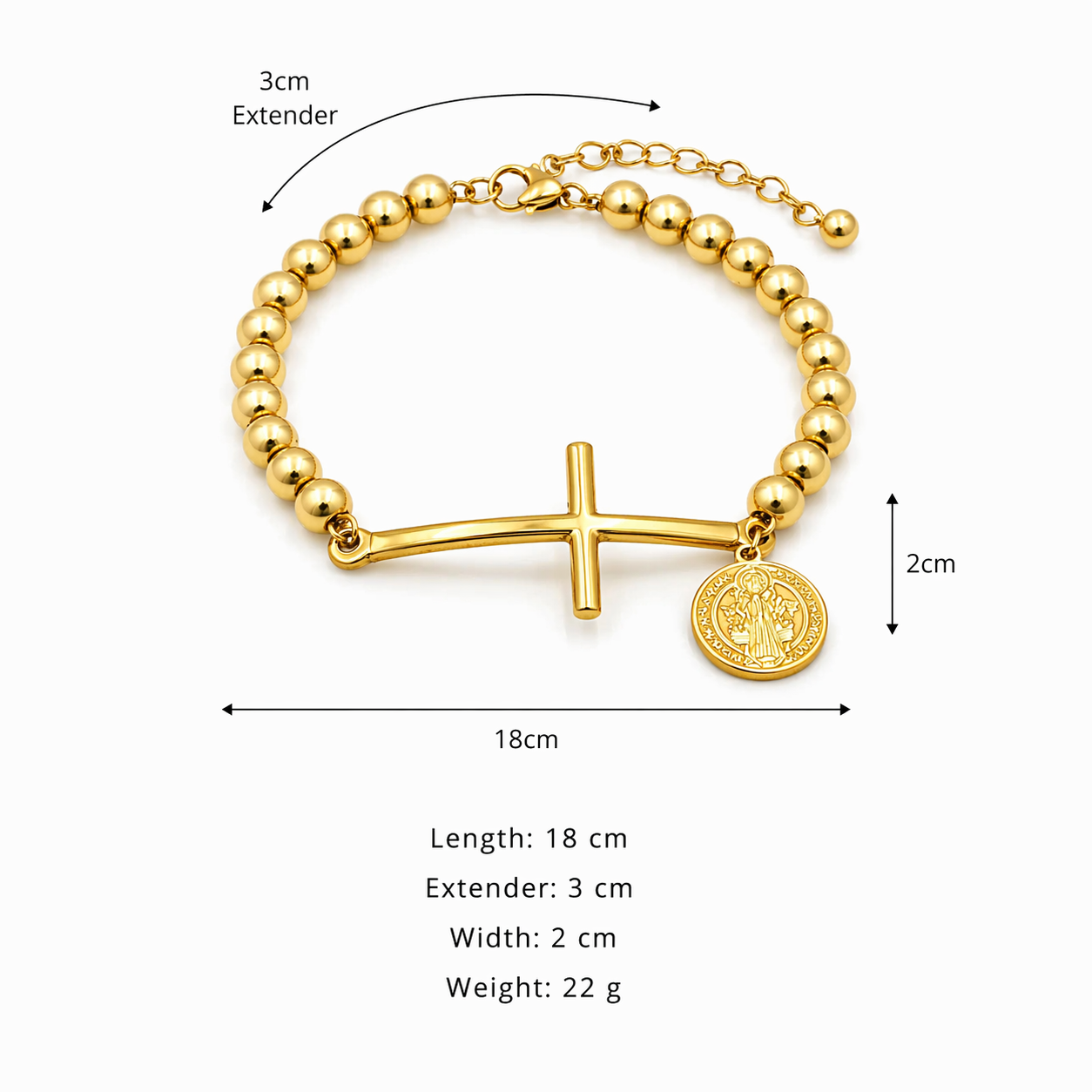 Cross & Medallion Beaded Bracelet