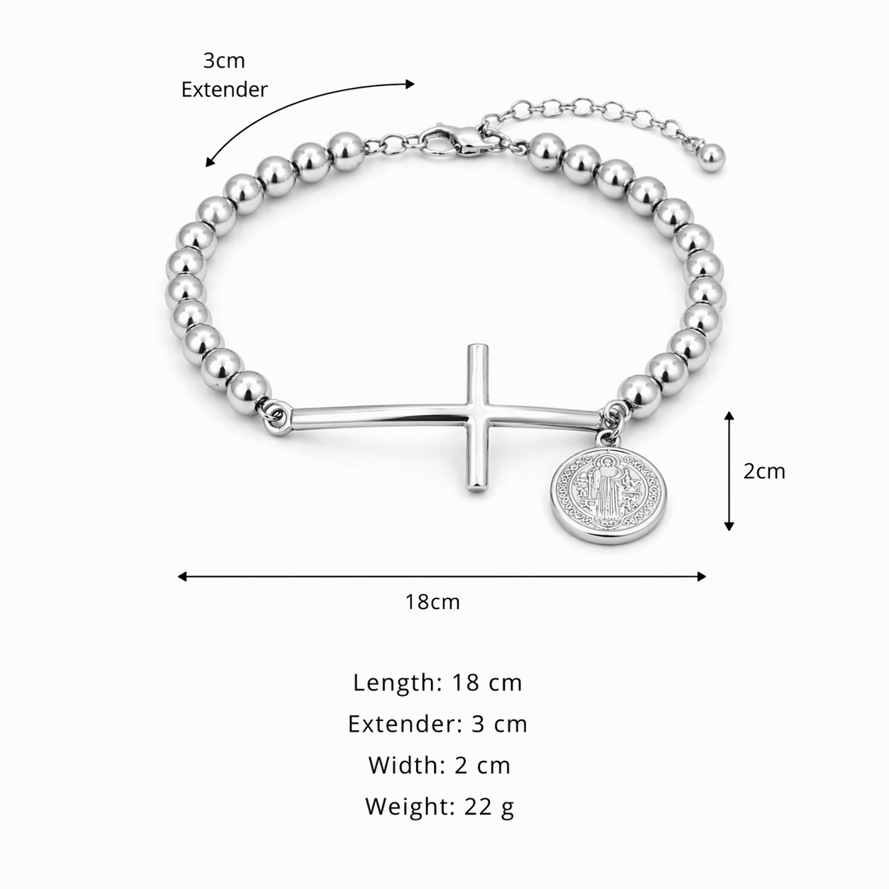 Medallion & Cross Beaded Bracelet