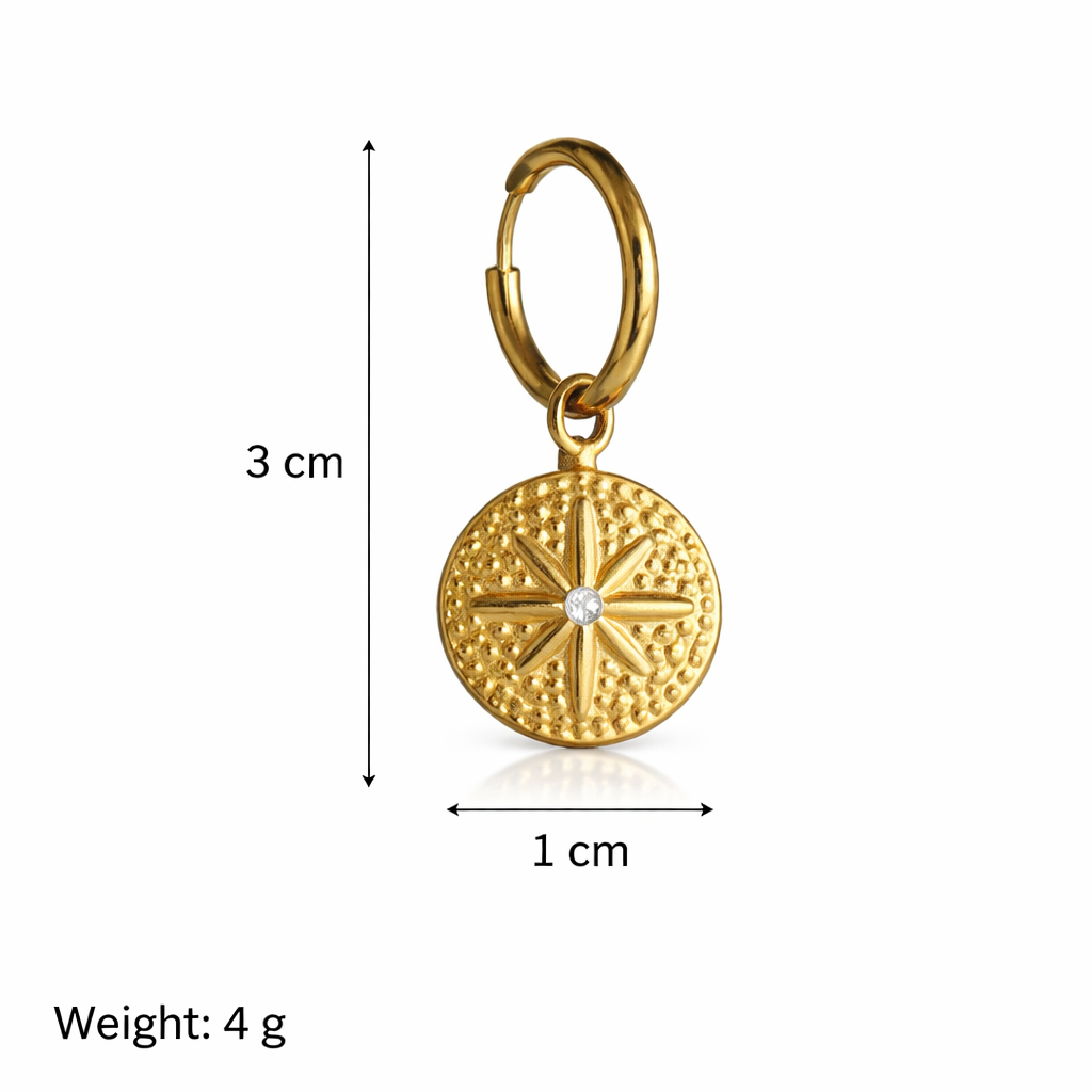 Gold Compass Drop Hoops