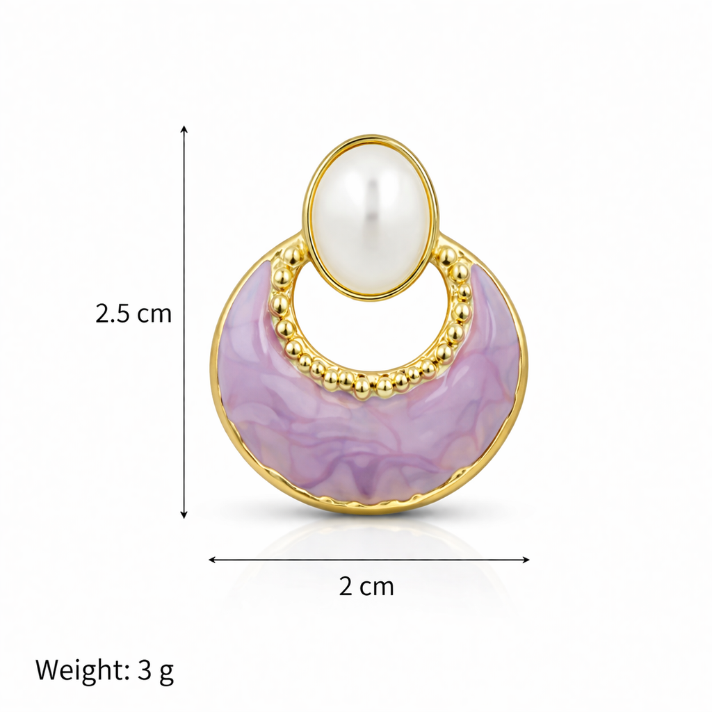 Lilac Pearl Drop Stud Earrings