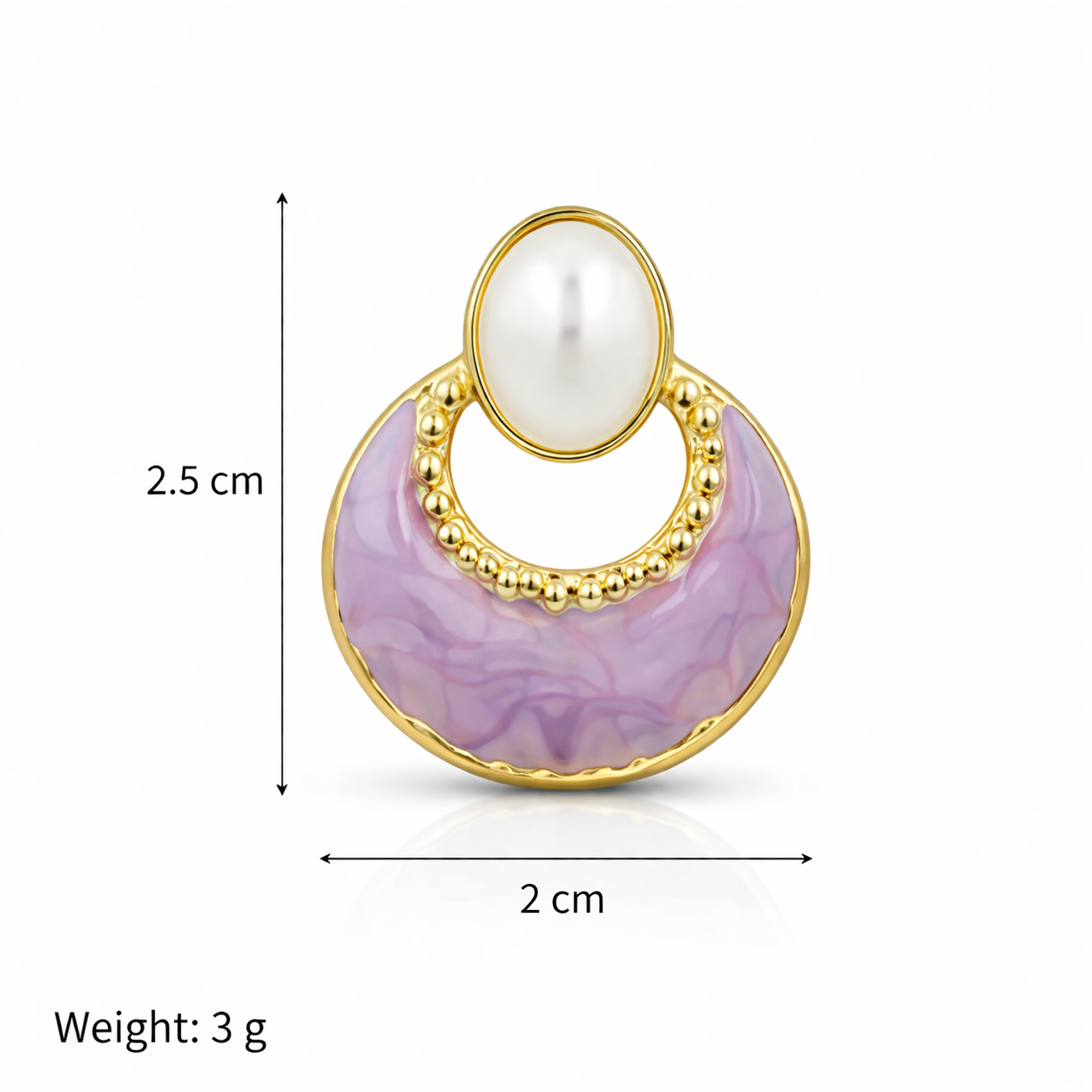 Lilac Pearl Drop Stud Earrings