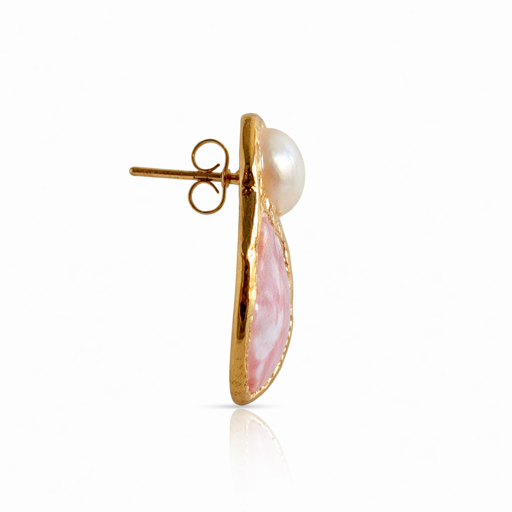 Lilac Pearl Drop Stud Earrings