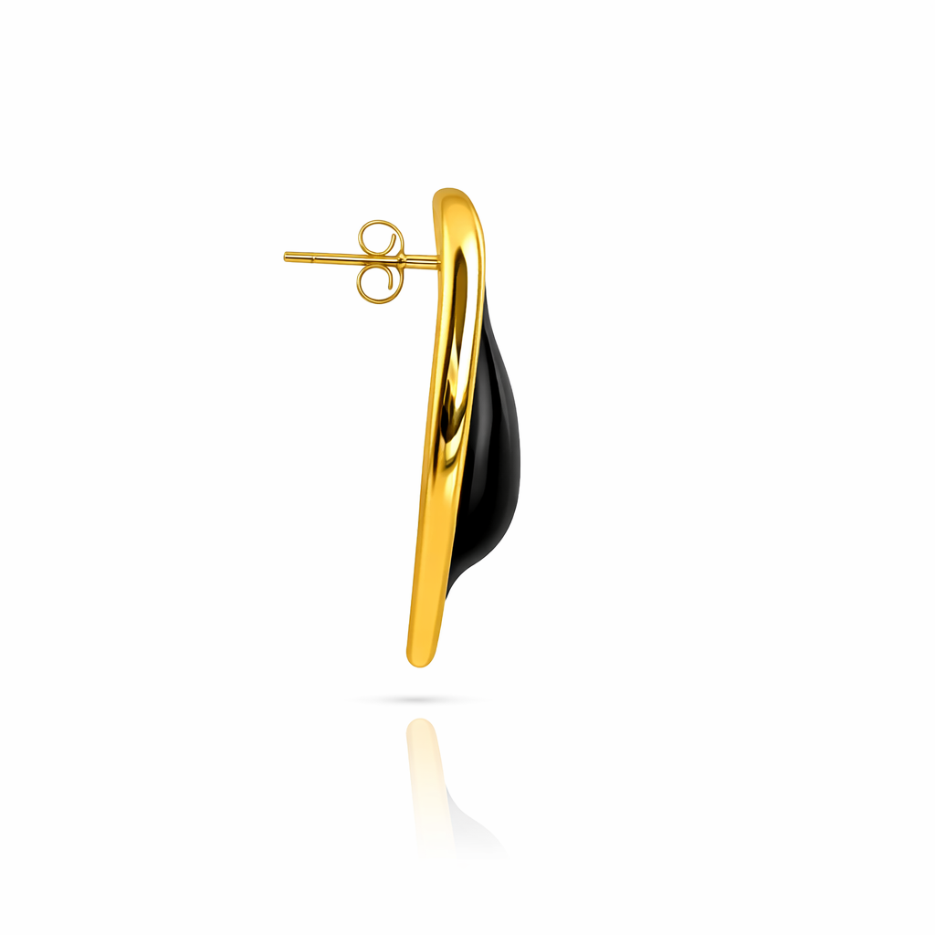 Noir Teardrop Gold Stud Earrings