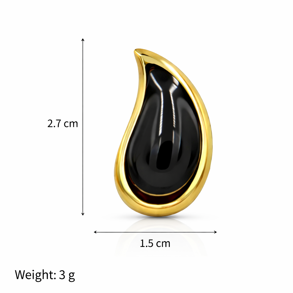 Noir Teardrop Gold Stud Earrings