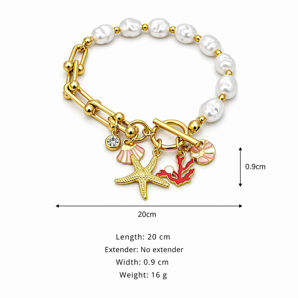 Ocean Charm Pearl Bracelet