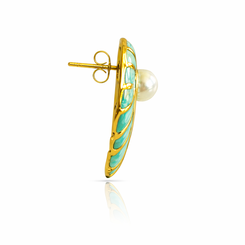 Ocean Gold Stud Earrings