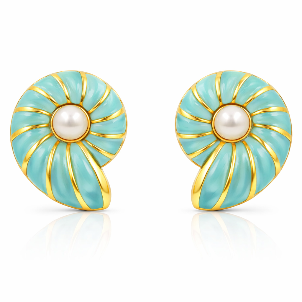Ocean Gold Stud Earrings