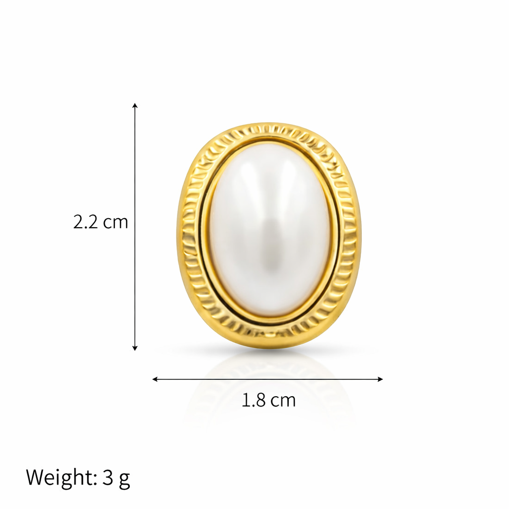 Oval Pearl Stud Earrings