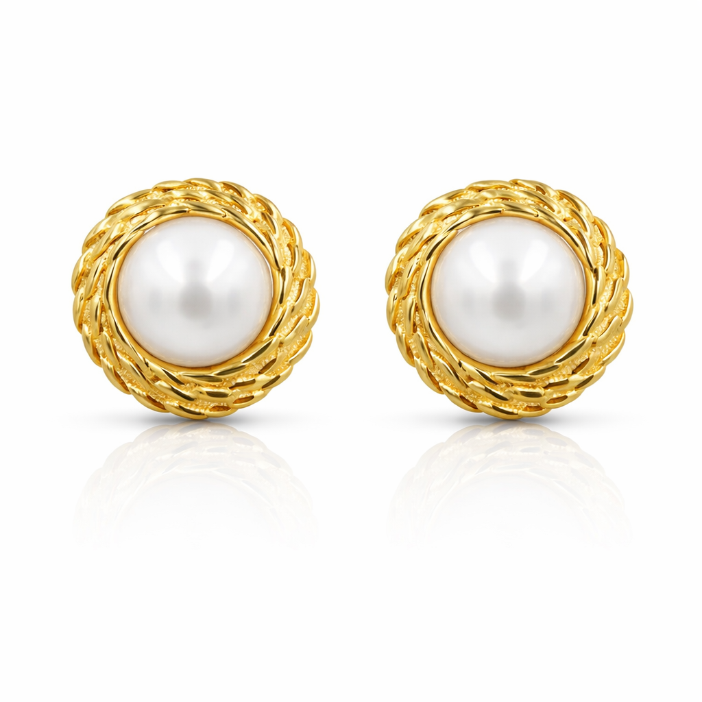 Pearl Woven Stud Earrings