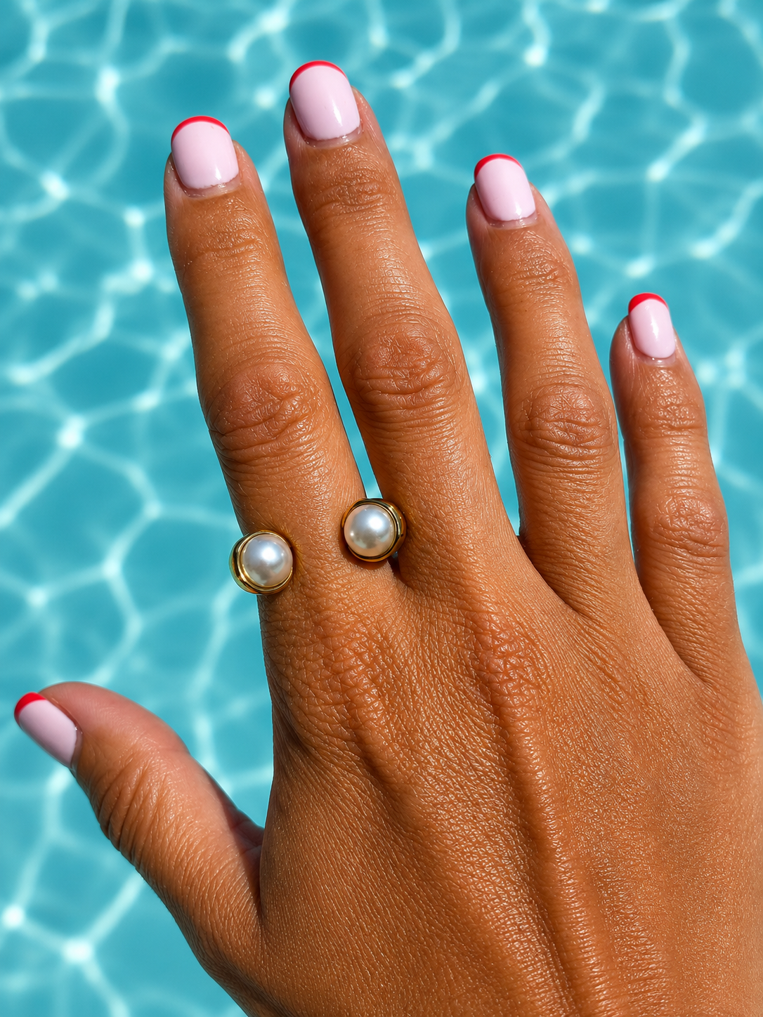 Sunkis Lucera Gold Pearl Adjustable Ring Waterproof