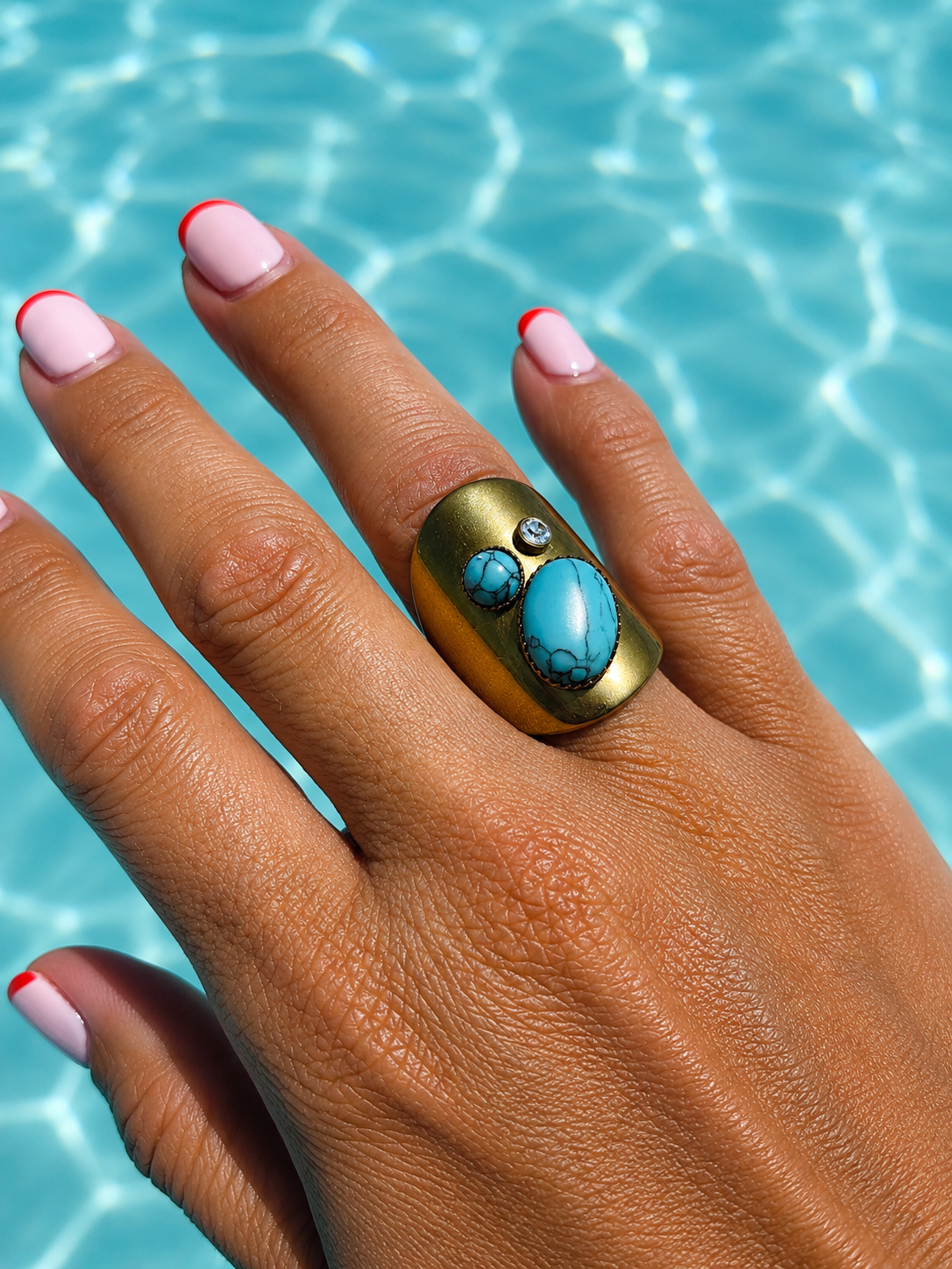 Sunkis Azura Adjustable Gold Statement Ring Waterproof